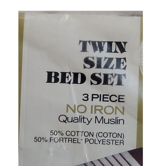 Vtg Room Concepts Cotton Blend Muslin Fitted Flat Twin Size Sheets Pillow Case - Picture 8 of 8